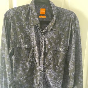 Hugo boss orange paisley print shirt